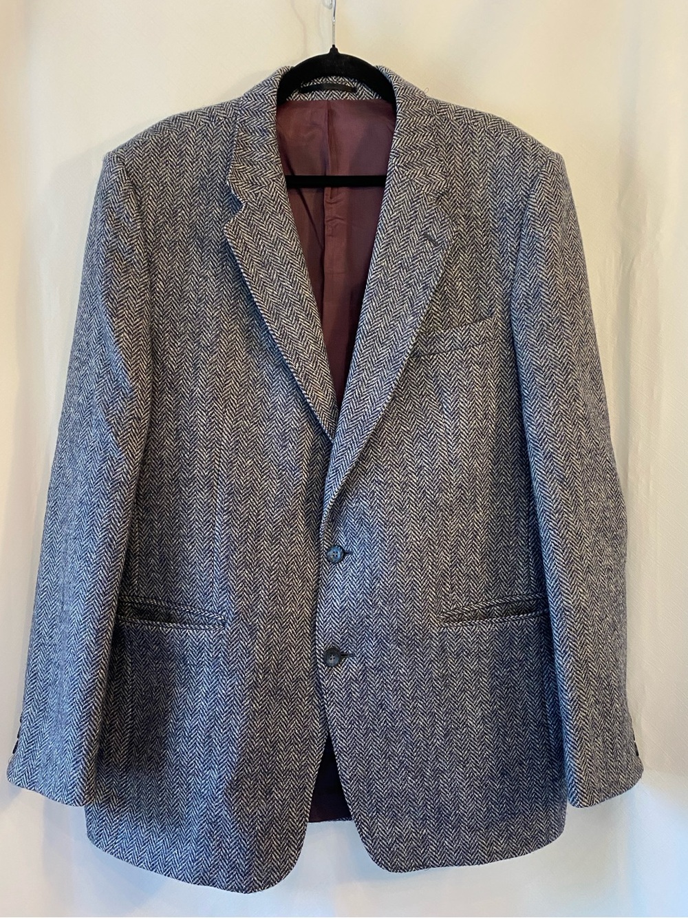 Vintage Sears Men's Dark Academia  Herringbone 100% Wool Blazer Dinner Jacket